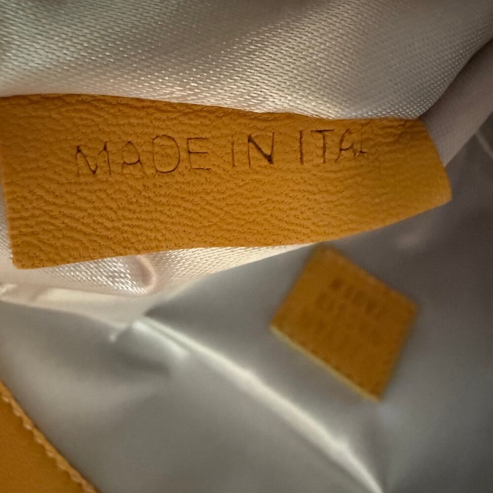 Maryam Nassir Zadeh Script Purse Unisex Bag Yellow Leather Designer Rare NEW - Picture 6 of 7